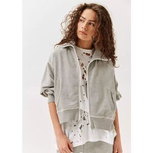 Urban Outfitters | BDG Lulu Zip-Up Sweatshirt, NWT, Women's Small, Gray with Whi
